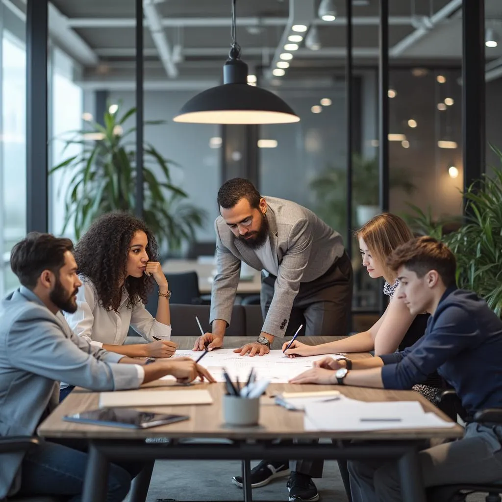 Equipo de consultores financieros trabajando